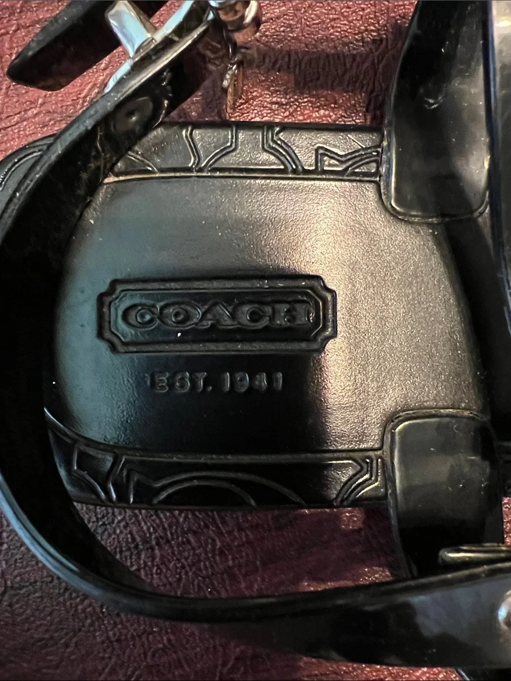 Coach Black Patent Leather T-Strap Sandals